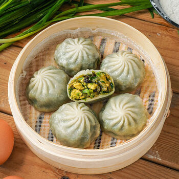 瑃蔻睿水晶薄皮素包子韭菜鸡蛋包早餐半成品速食加热懒人食品粉条小笼