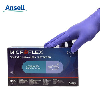安思尔（Ansell）一次性丁腈手套实验室耐用耐油清洁检查防水工作防护劳保100只【93-843S码】