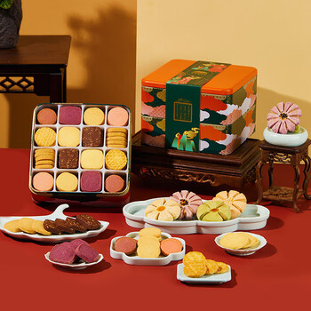 大唐令曲奇饼干礼盒装休闲零食中式糕点茶点送女友礼物点心送长辈唐彩