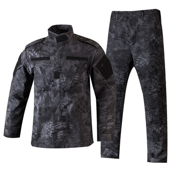 acu迷彩服套装男春秋外套耐磨特种沙漠作训练服cs野战装备 警黑蟒纹 l