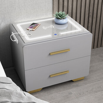 小米米家智能床头柜智能床头柜实木简约现代多功能带灯指纹锁无线充电