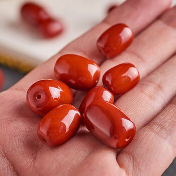 鼓珠保山南红算盘苹果珠樱桃红柿子红单珠 川料南红桶珠10/14mm单颗