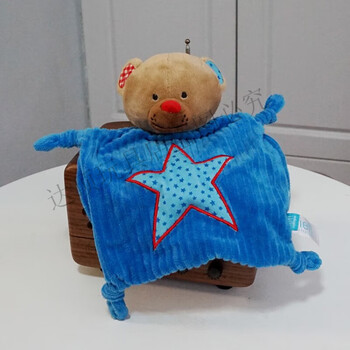 babycare婴儿安抚手偶出口原单蓝兔子安抚巾婴儿可入口