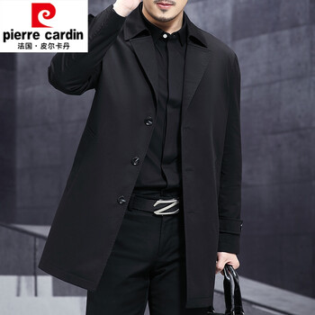 皮尔卡丹高档品牌男装男士风衣中长款春秋季新款商务休闲中年爸爸装