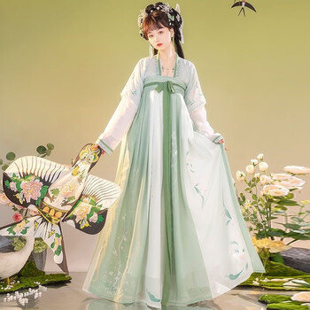 汉服女古装仙女裙齐胸襦裙古装汉服日常古风清新淡雅斗篷披风 春丽 s