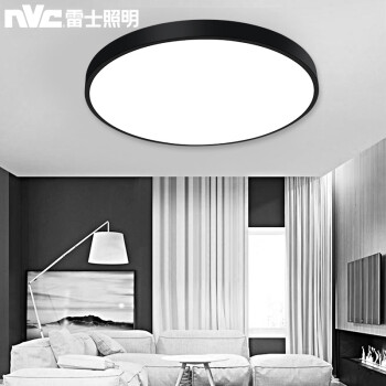 雷士照明（NVC）北欧led吸顶灯客厅灯卧室灯 现代时尚简约风灯具智能三色调光圆形黑色24W