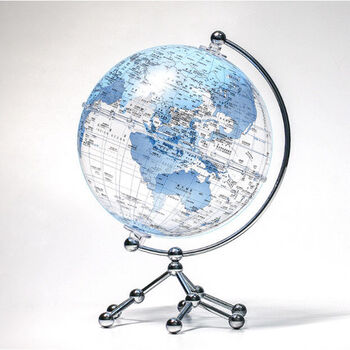新品创意玩具透明地球仪摆件潮玩节日礼物 蓝色地球仪(含支架)