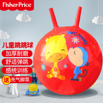 費雪fisherprice兒童玩具球充氣戶外玩具寶寶跳跳球羊角球紅色40cm