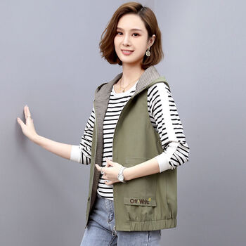 马甲女春秋薄款2021新款春季韩版宽松马夹坎肩外穿背心短款外套潮甄萌