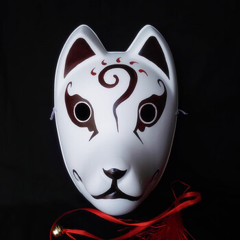 狐狸面具 日式全脸原创高端日式妖狐般若全脸塑料面具红色狐狸动漫cos