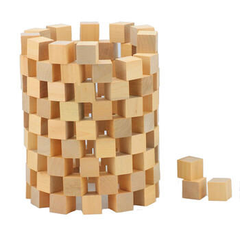 原木正方体100粒原色积木立方体教具立体几何学具设计模型方块3厘米