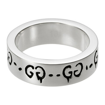 古驰(gucci)戒指 ghost骷髅头经典双g纯银戒指七夕送男士礼物 银白 16