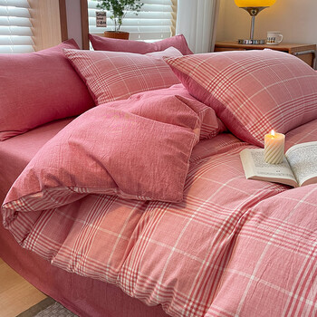 富安娜 2023新款四件套纯棉 新疆长绒棉60支双股加厚床品套件 柏林-红