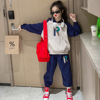 布丁鱼女童套装秋装新款潮童女孩衣服童装女中大童卫衣运动裤韩版儿童