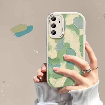 简梓适用华为p40pro好看手机壳新款p50p30pro小羊皮绿色油画女生保护