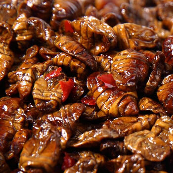 康泉山东特产香酥蚕蛹1袋五香即食香辣熟食蚕蛹子新鲜蚕美味休闲食品