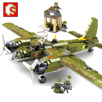 智尊森宝积木二战德国容克88轰炸机积木飞机模型儿童拼装玩具兼容乐高