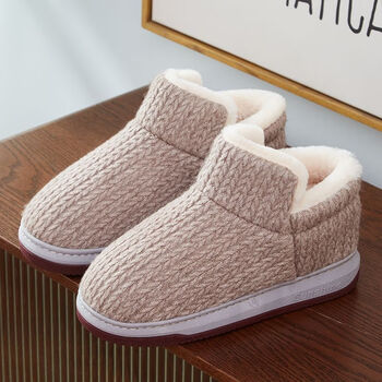 季回力休秋冬季棉拖鞋男包跟中年老人居家用防滑加绒保暖厚底带后跟