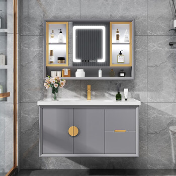 索菲特橡木浴室柜组合一体陶瓷盆卫生间卫浴柜轻奢洗手盆柜组合洗漱台