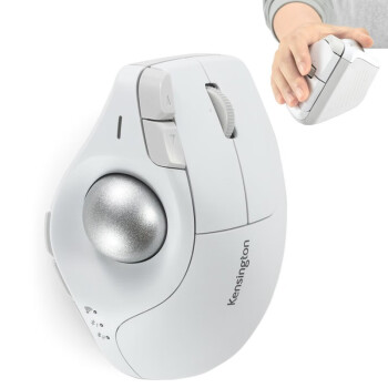 肯辛通（Kensington） 3D鼠标无线蓝牙轨迹球剪辑绘图按键编程人体工学懒人手指立式垂直鼠标 K75264 无线鼠标白色款