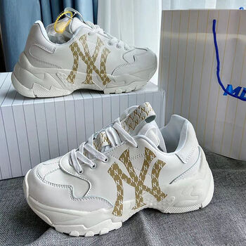 ny老花厚底白金老爹鞋女纽约洋基队增高运动鞋ins情侣跑步鞋 mlb四号