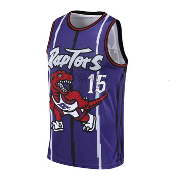 新款nba騰讯体育同款篮球服背心女生猛龙复古版球衣卡特15号队服宽松外穿短袖假两定制印字紫色背心15 卡特s 图片价格品牌报价 京东