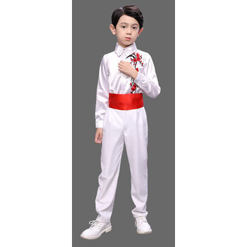 节表演服中小学生合唱古筝公主裙幼儿园舞蹈演出服男孩红色套装120