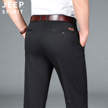 吉普（JEEP）天丝休闲裤男 夏季薄款 宽松直筒长裤商务休闲弹力裤子 5 33码（腰围2尺5）