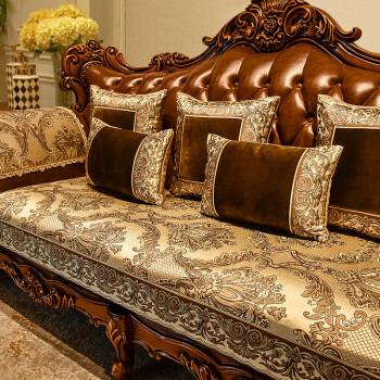 皮沙发垫防滑冬季欧式沙发垫客厅布艺四季通用美式坐垫套罩定制罗马棕