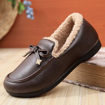 gormlboa棉拖鞋女冬季2023新款女士皮面冬款女式中老年办公室老人棉鞋