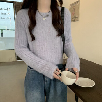 抒函中学生短款毛衣女冬款加厚矮个子毛线衣女宽松早秋冬外穿复古日系