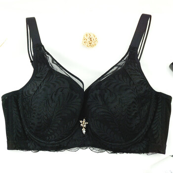 美容院莎莲妮全罩杯大胸显小胖mm内衣夏薄cde杯大码调整型文胸 黑色