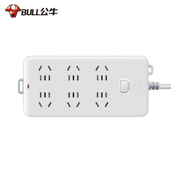 公牛（BULL） 插座/帶兒童保護門 新國標/插線板/插排/排插 GN-109K 6位總控開關全長3米