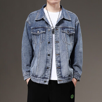 纯以纯男男装秋冬新款牛仔夹克外套男潮牌茄克宽松休闲时尚上衣 蓝