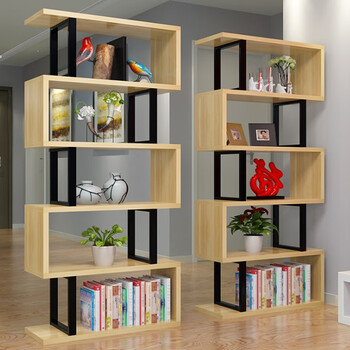 新款书架学校阅览室钢木家用置物架客厅落地展示架储物货架 四层长60