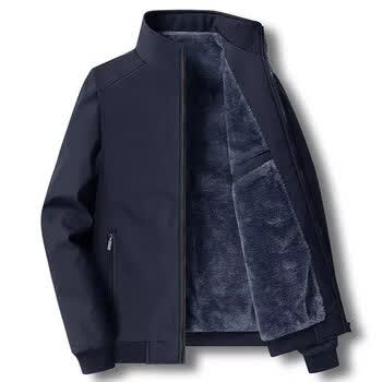 男士休闲夹克秋冬季加绒加厚中老年棉服爸爸装大码冬装男装外套男