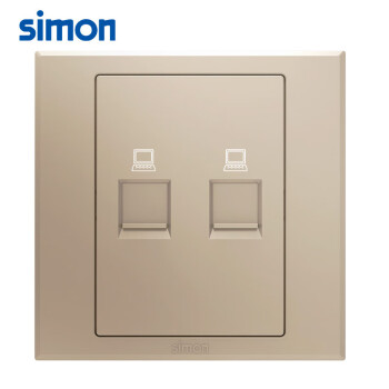 SIMON西蒙双口网络插座面板86型暗装E3系列二位电脑插座305228香槟金色