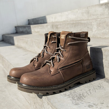 卡特cat官方旗舰店工装鞋秋冬高帮真牛皮短靴大黄靴p720582棕色高帮39