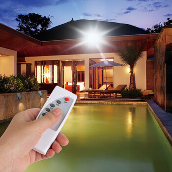 太阳能投光灯led光控5米线 太阳能壁灯庭院15w远程遥控 15w投光灯