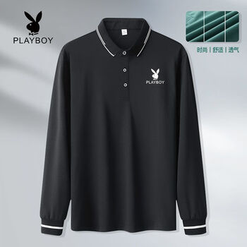 花花公子男士长袖百搭翻领休闲polo衫2022新款潮流春秋季男装上衣