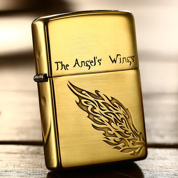 zippo之宝(zippo)打火机铜盔甲机天使之翼 爱之翼男士煤油防风点烟器