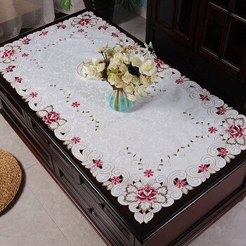 欧式红木家具茶几垫实木桌垫刺绣新中式装饰茶几桌布布长方形布艺819
