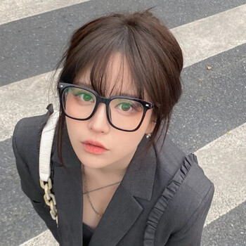 蔡司黑框眼镜女韩版潮抗蓝光素颜显瘦可配有度数眼睛平光镜镜框156非