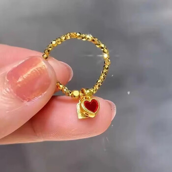 锆复古吉言碎金几两蹦迪珠烧蓝爱心手链女感吊坠甩戒碎蹦迪珠爱心戒指