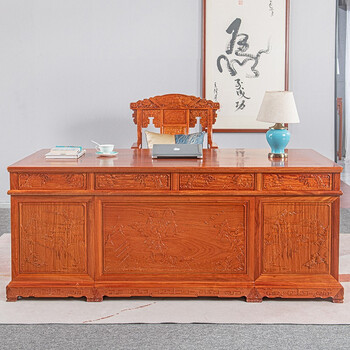 寻古红木家具缅甸花梨(学名:大果紫檀)办公桌实木画案书法桌书房新