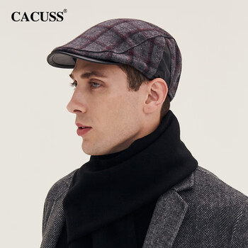 帽子男韩版时尚侦探帽英伦复古格纹文艺报童帽休闲0057 灰蓝格 中号57