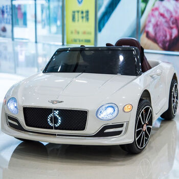 贝瑞佳宾利儿童电动车四轮汽车男女小孩遥控玩具车可坐人宝宝童车白色