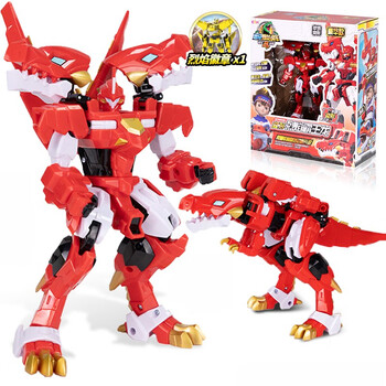猛仕将 爆龙战车4战龙合体烈焰霸王龙恐龙变形机甲机器人儿童玩具新奇