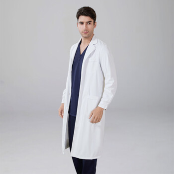 白大褂实验服防酸碱化学实验室防水生物大学研究生工作服专用 男款长