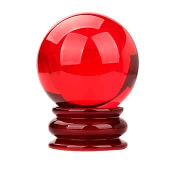 百圣牛水晶球夜明珠摆件夜光球红白水晶球家居装饰摆设礼品红色水晶球